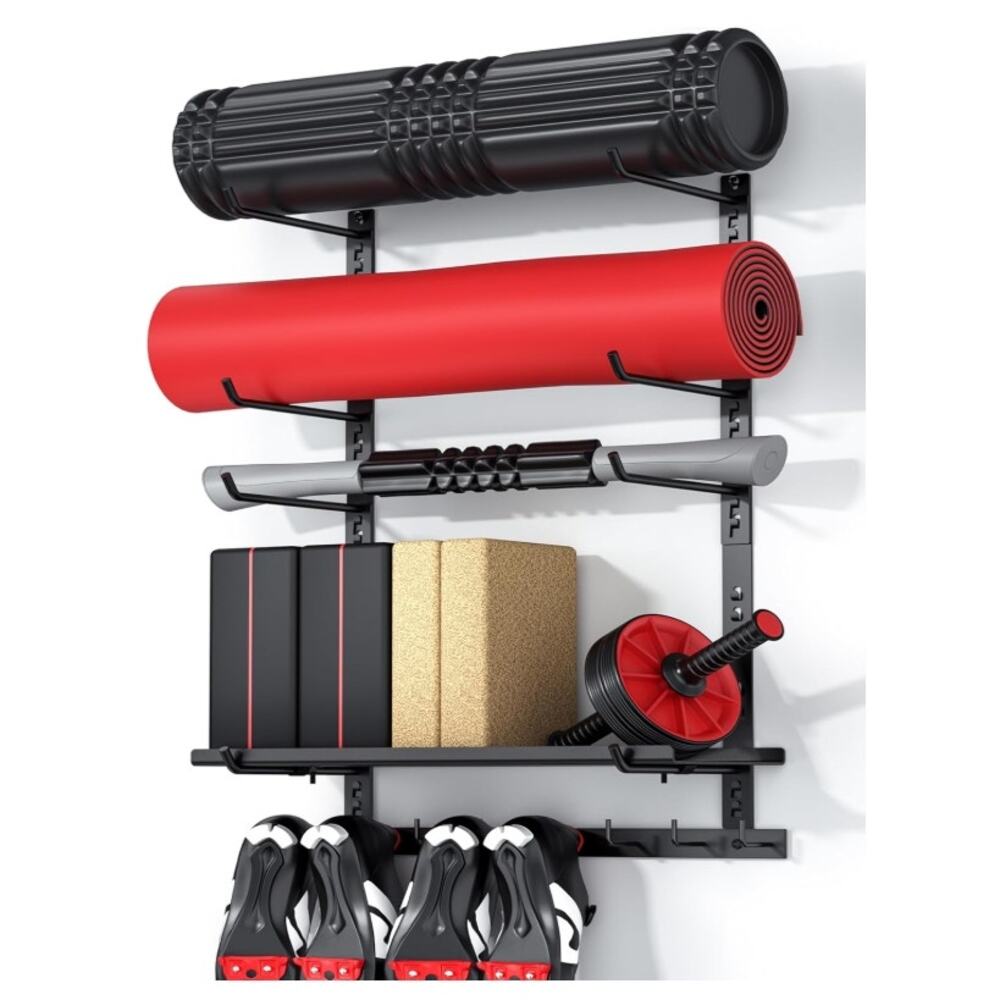 CROSTICE Wall Mounted Home Gym Storage Rack Yoga Mat Peloton Shelf